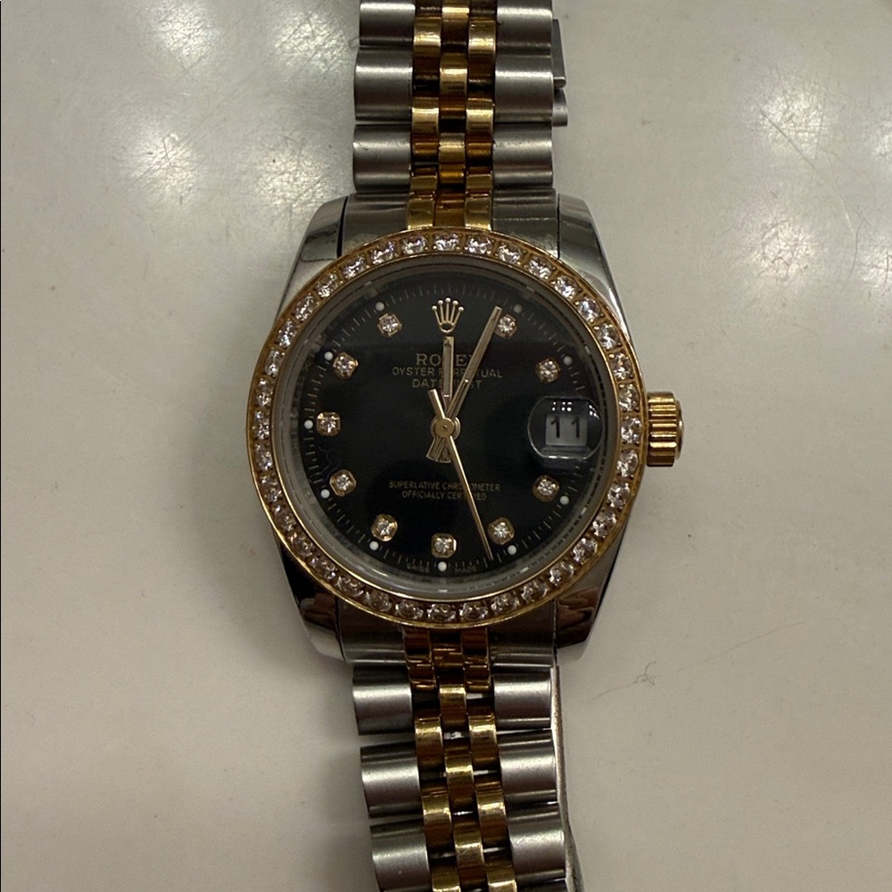 Rolex Diamond Gold and Silver Women's Watch